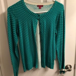 Green polka dotted cardigan